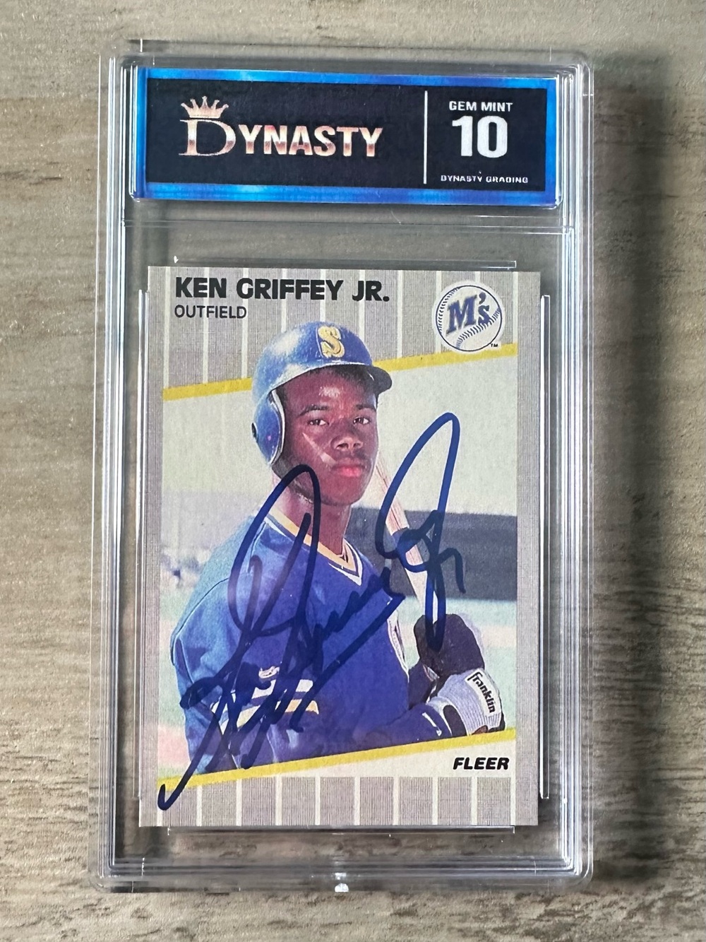 Ken Griffey Jr Signed Rookie 1989 Fleer #548 Gem Mint 10 Novelty Card.